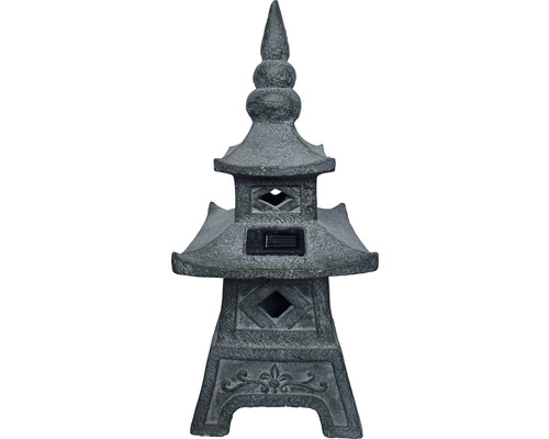 Dekorativ trädgårdslampa i pagodform med solpanel för belysning