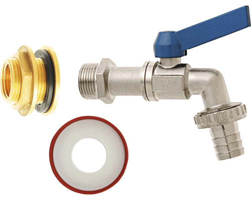 Vattenkran med kulventil, tankanslutning och tätning