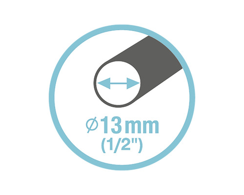 Symbol för 13 millimeter diameter, motsvarar en halv tum