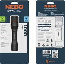 NEBO DaVinci 1000 ficklampa i förpackning