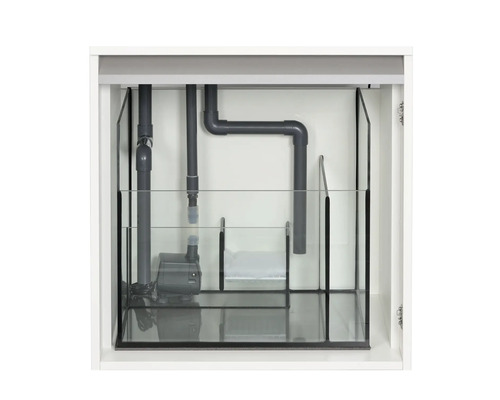 Akvariumunderskåp med interiör, inklusive rör och pump