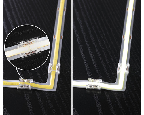 LED-remsa med hörnanslutning och detaljvy