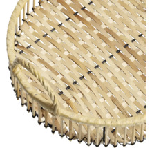 Rund bricka av bambu med handtag
