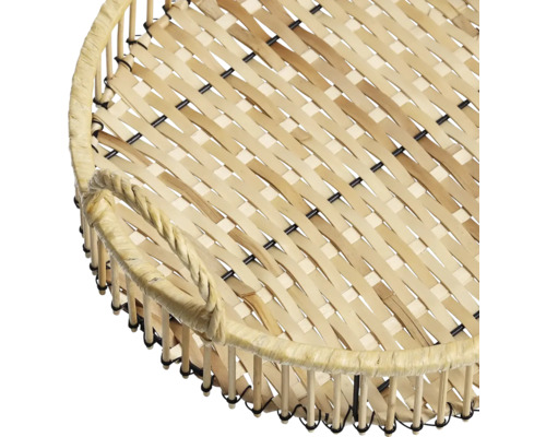Rund bricka av bambu med handtag