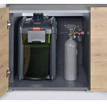 Akvariumskåp med externt filter och CO2-system