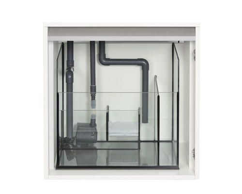 Akvarieställ med interiör inklusive pump och rör