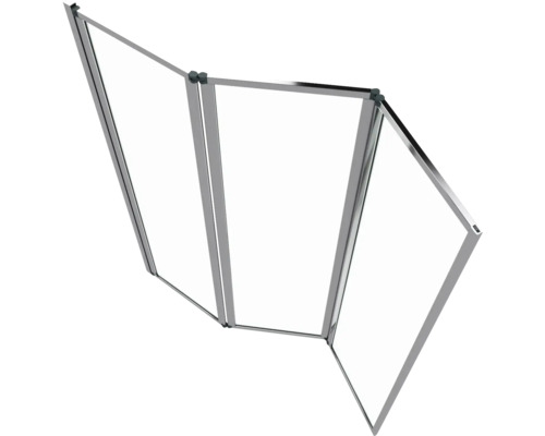 Tredelad duschvägg med ram för badrummet