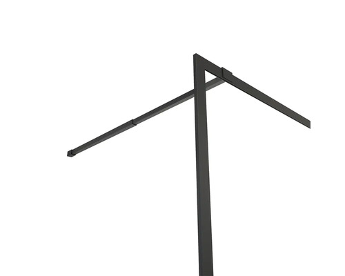 Detaljvy av en duschkabinkonstruktion med kantiga profiler