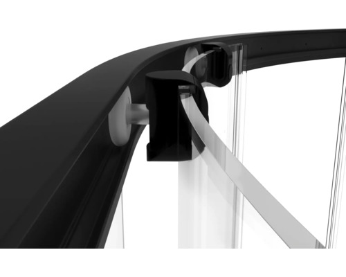 Detalj av duschkabin med ram och glas