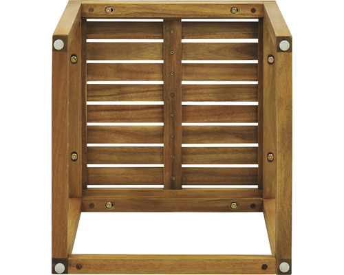 Undersida av en trästol med ribbotten och skruvar