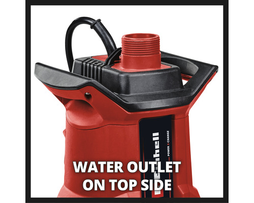 Vattenutlopp på toppen av dränkpumpen