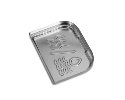 Uppsamlingsbricka i rostfritt stål med grillsymboler