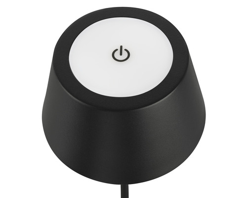 Svart bordslampa med strömbrytare