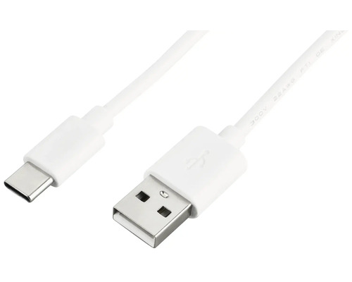 Vit USB-kabel med USB-A- och USB-C-kontakt