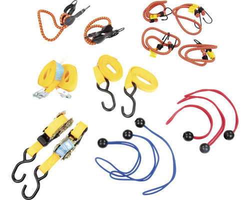 Sortiment av spännband och expanderlina i olika utföranden