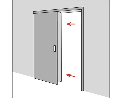 Skjutdörr med markeringar som visar rörelseriktningen