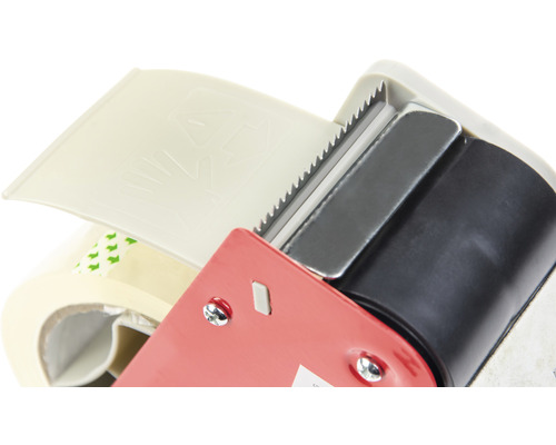 Tejpdispenser med lock och skärkant