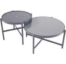 Loungeset GARDEN PLACE Amelie metall inkl. 2 bord 5 delar grå