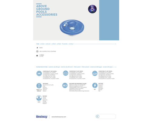 LED fontän för pooler ovan mark