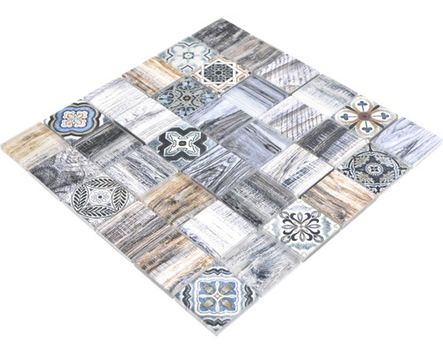 Fyrkantigt mosaikkakel mönster med olika design och texturer