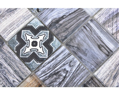 Mosaikplatta med trä- och mönsterutseende