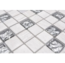 Mosaikplatta med glas- och naturstenselement