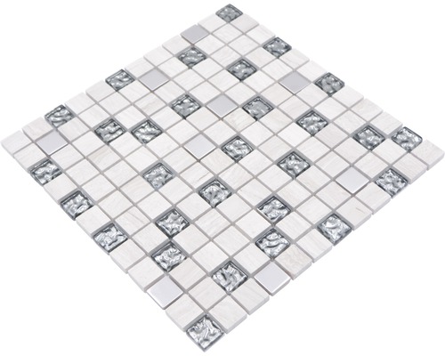 Mosaikplatta av glas och natursten
