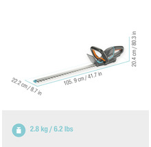 Gardena batteridriven häcksax med dimensioner