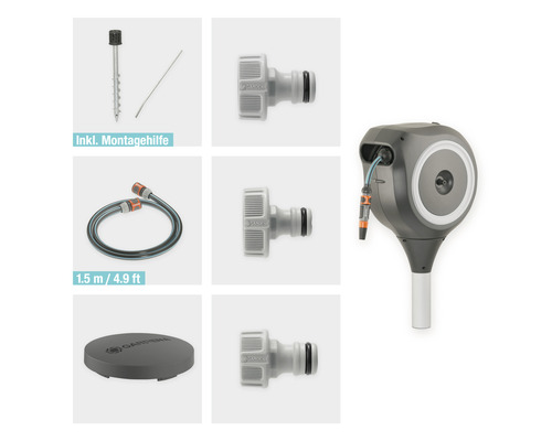 Gardena väggslangbox med tillbehör för trädgårdsbevattning