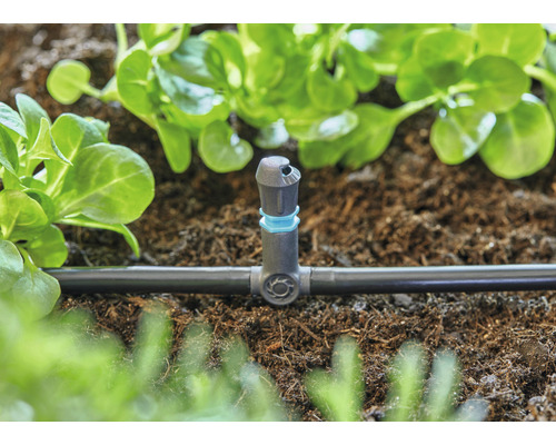 Bevattningssystem med droppare för växtvattning i trädgården