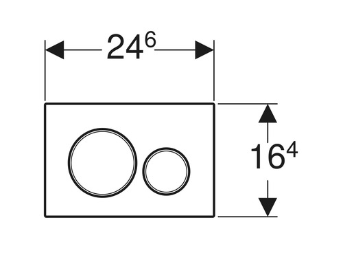 Mått på en manöverpanel: 24,6 cm bred och 16,4 cm hög