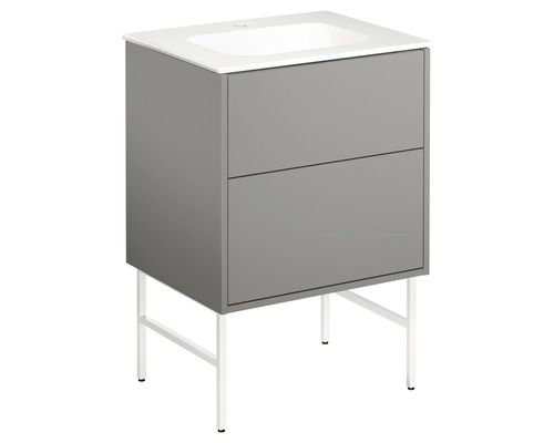 Tvättställsskåp med två lådor och vita ben