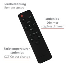 Svart fjärrkontroll med dimmerfunktion och färgbyte