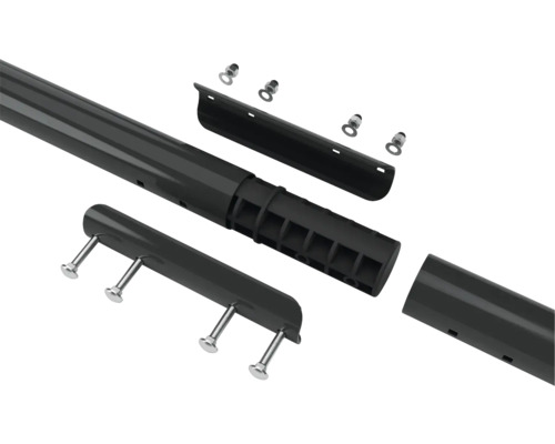 Enskilda delar av en staketstolpe med skruvar och lock