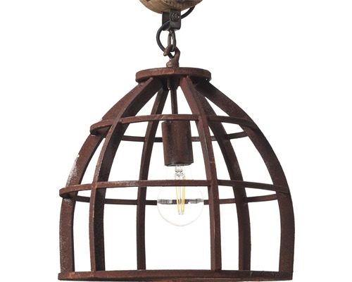 Burlampa i metall med träupphängning