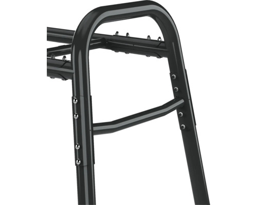 Detaljvy av en metallram med skruvförband