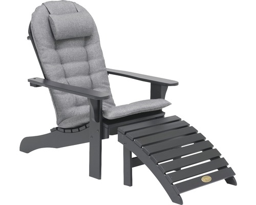 Adirondack trädgårdsstol med fotpall och dyna