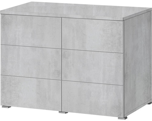 Byrå med sex lådor i betongdesign