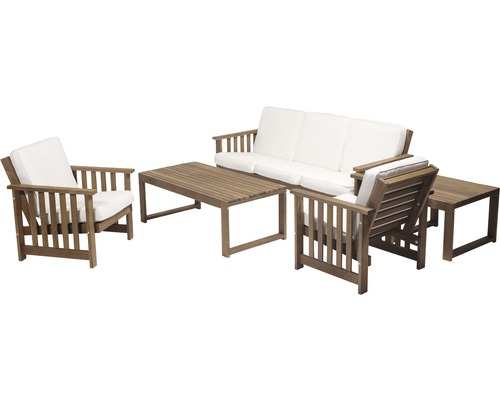 Trädgårdsmöbelset med soffa, fåtöljer och bord