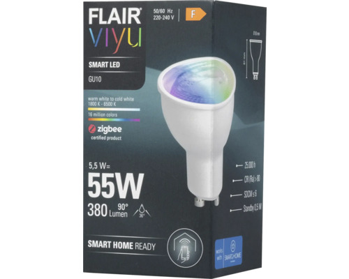 FLAIR Viyu Smart LED GU10-lampa i produktförpackning