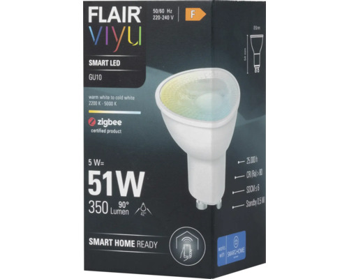 FLAIR Viyu Smart LED-lampa GU10 för användning med Smart Home-system
