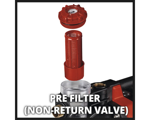 Förfilter med backventil för en trädgårdspump