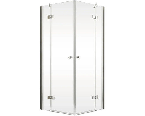 Hörndusch med två svängdörrar i glas