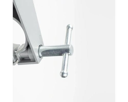 Detaljvy av en skruvtving med handtag