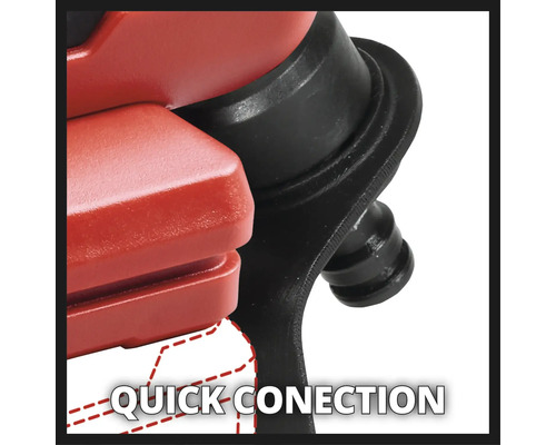 Närbild av en snabbkoppling på ett trädgårdsredskap