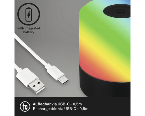 Sänglampa med integrerat batteri och USB-C-laddkabel