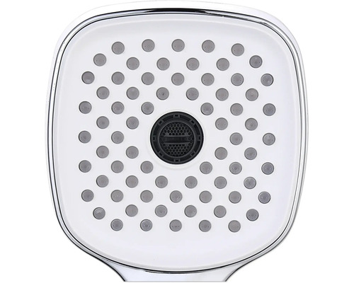 Duschhuvud med rund form och vattenstrålar