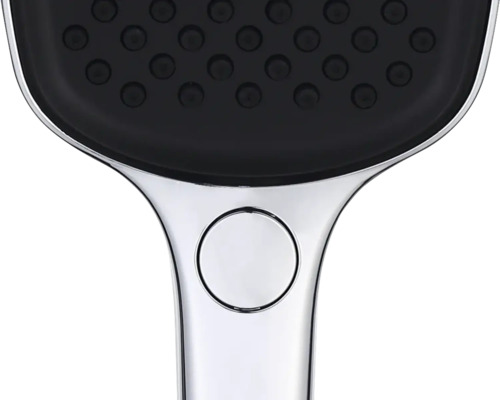 Detaljvy av ett duschhuvud med stråltypsomkopplare