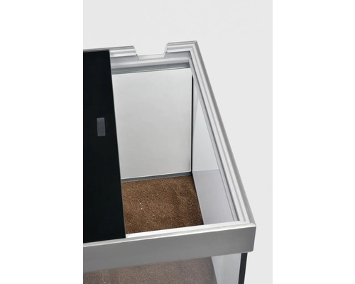 Detaljvy av ett terrarium med skjutdörr