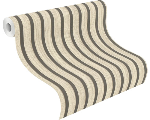 Tapetrulle med träimitation och vågiga ränder